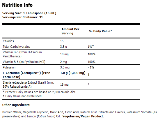 L-Carnitine LiquidCitrus Flavor 1000 mg - 16 oz., NOW Foods