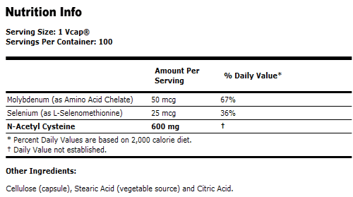 NAC 600 mg N-Acetyl Cysteine