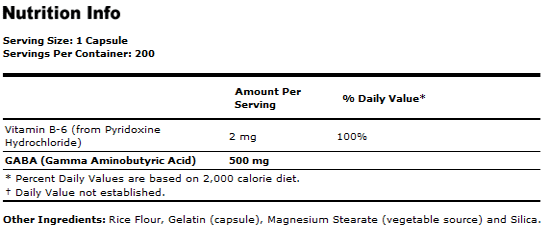 GABA 500 mg - 200 Capsules, NOW Foods