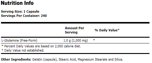 L-Glutamine 1000 mg - 240 Capsules, NOW Foods