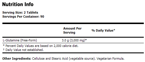 L-Glutamine 1500 mg - 180 Tabs, NOW Foods