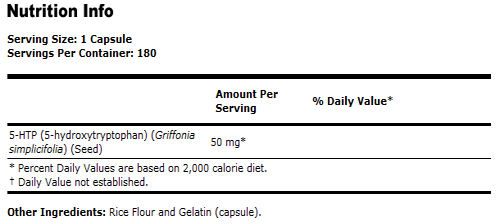 5-HTP 50 mg - 180 Capsules, NOW Foods