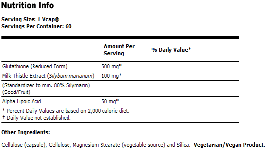 Glutathione 500 mg - 60 VCaps, NOW Foods