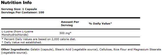 L-Lysine 500 mg
