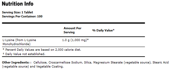 L Lysine Supplement