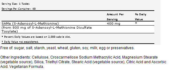 SAMe 400 mg - 60 Tabs, NOW Foods