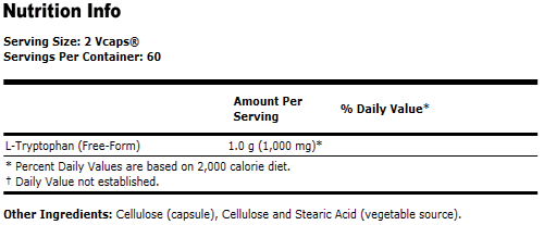 L-Tryptophan 500 mg - 120 VCaps, NOW Foods