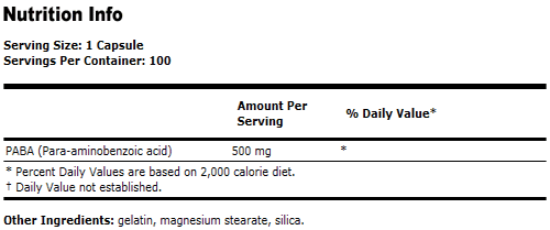 PABA supplement 500mg
