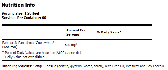 Pantethine - 600 mg 60 Softgels, NOW Foods
