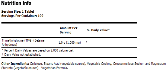 TMG ( Trimethylglycine ) 1,000 mg