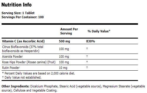 Vegetarian Vitamin C 500 Complex - Vegetarian 100 Tabs