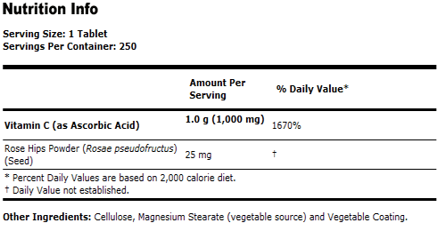 Vitamin C-1000 Time Released with Rose Hips