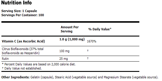 Vitamin C-1000 - 100 Capsules, NOW Foods