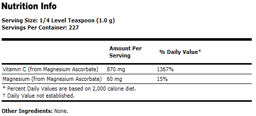 Magnesium Ascorbate Powder - 8 oz., NOW Foods