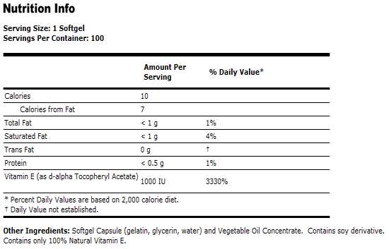 Vitamin E-1000- 100 Sgels, NOW Foods