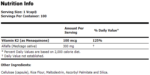 Vitamin K-2 100 mcg