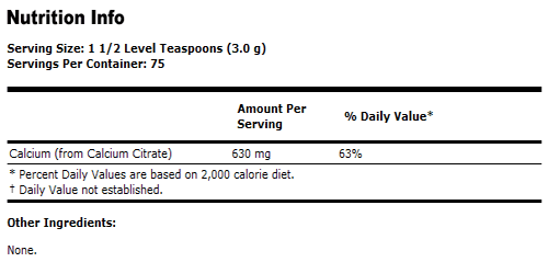 Calcium Citrate 100% Pure Powder