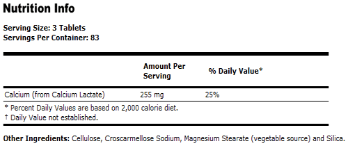 Calcium Lactate - 250 Tabs, NOW Foods