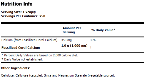 Coral Calcium 1,000 mg - 250 VCaps, NOW Foods