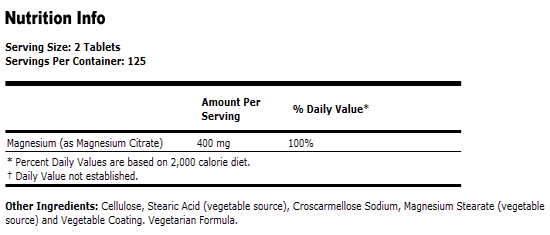 Magnesium Citrate 200 mg- 250 Tabs