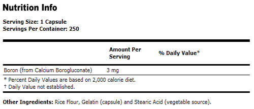 Boron Supplement 3 mg - 250 Capsules, NOW Foods