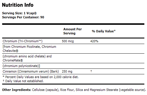 Tri Chromium Supplement 500 mcg with Cinnamon