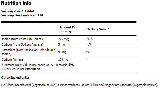 Potassium plus Iodine - 180 Tabs, NOW Foods