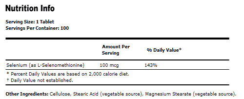 Selenium 100 mcg Yeast Free Vegetarian