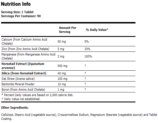 Silica Complex 500 mg Vegetarian - 90 Tabs, NOW Foods