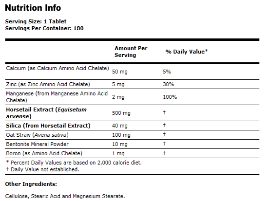 Silica Complex 500 mg Vegetarian - 180 Tabs, NOW Foods