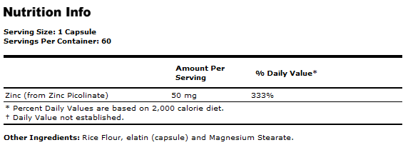 Zinc Picolinate 50 mg