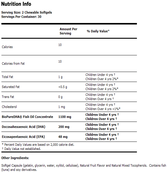 DHA 100 mg Kid's Chewable