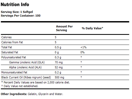 Black Currant Oil 500 mg - 100 Softgels, NOW Foods