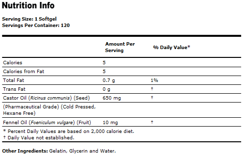 Castor Oil Capsules 650 mg