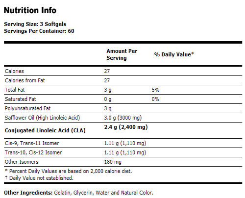 CLA ( Conjugated Linoleic Acid ) 800 mg - 180 Softgels, NOW Foods