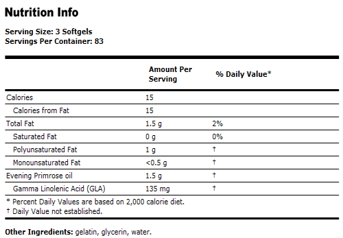 Evening Primrose Oil 500 mg - 250 Softgels, NOW Foods