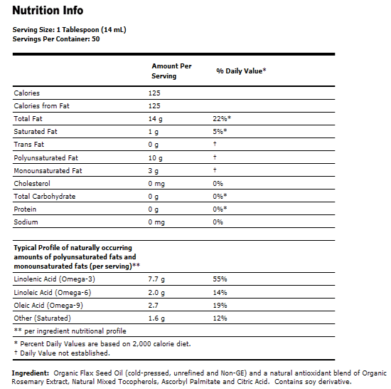 Flax Seed Oil - 24 oz. - Organic
