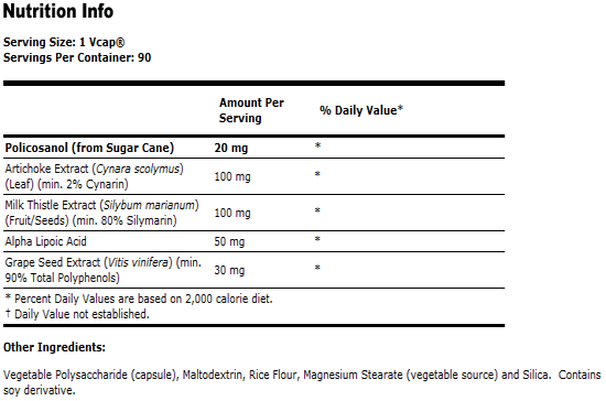 Policosanol 20 mg - 90 VCaps, NOW Foods