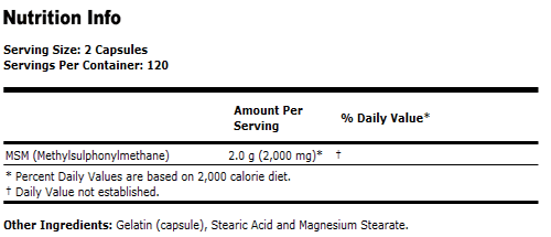 MSM 1000 mg - 240 Capsules, NOW Foods