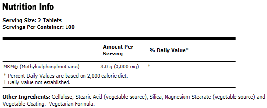 MSM 1500 Vegetarian - 200 Tabs, NOW Foods