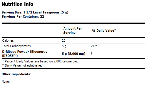 D-Ribose Pure Powder - 4 oz., NOW Foods