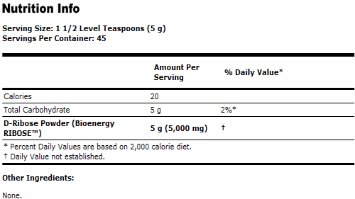 D-Ribose Pure Powder - 8 oz., NOW Foods
