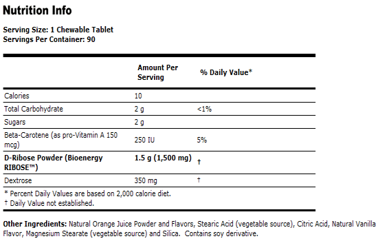 D-Ribose 1500 mg - 90 Tablets, NOW Foods
