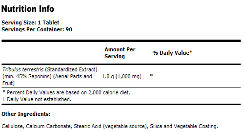 Tribulus 1000 mg - 90 Tabs, NOW Foods