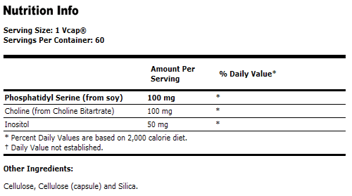 Phosphatidyl Serine 100 mg - 60 VCaps, NOW Foods