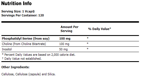Phosphatidyl Serine 100 mg - 120 VCaps, NOW Foods