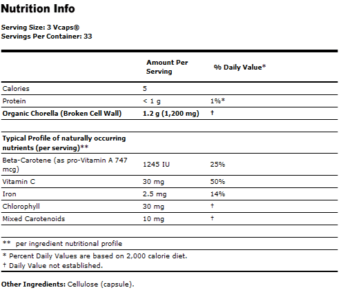 Chlorella Supplement 400 mg Vegetarian