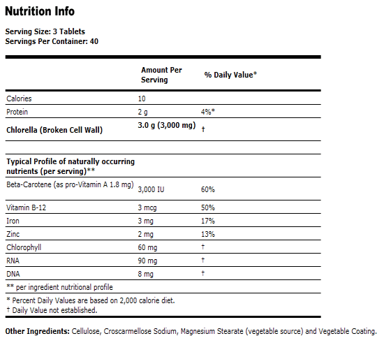 Chlorella 1000 mg - 120 Tabs, NOW Foods