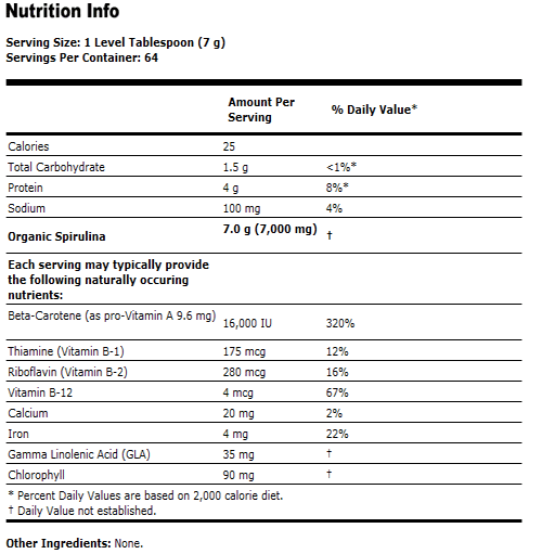 Spirulina Powder Certified Organic - 1 lb., NOW Foods