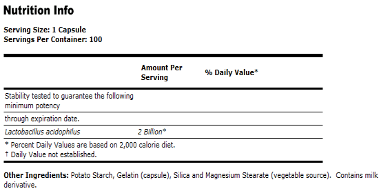 Acidophilus supplement Two Billion